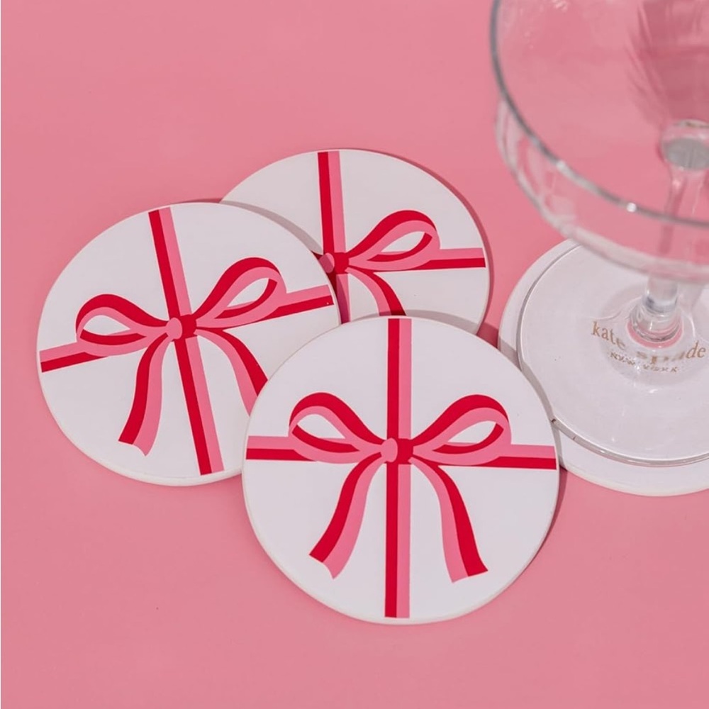 Kate Spade New York 4 Pack Table Coasters for Drinks, Holiday Coasters- Nwt